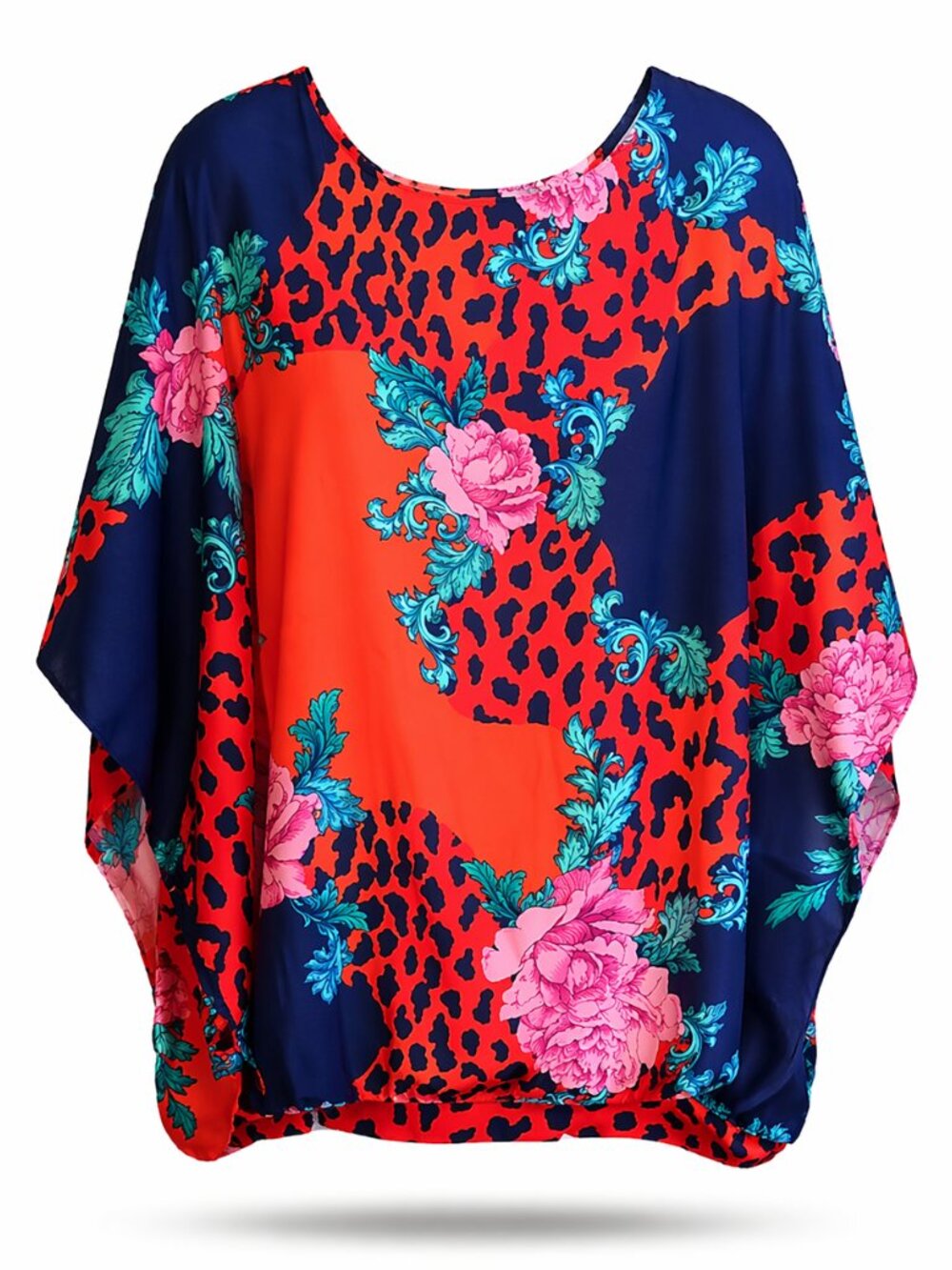 IMAN Global Chic Reversible Printed Poncho Top NWT Colorful Boho